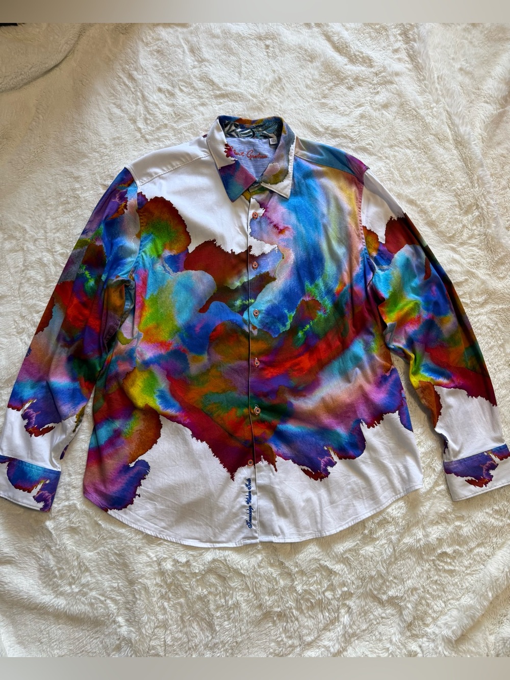 Robert Graham "Azalea" Watercolor Abstract Print Shirt Mens 3XL Long Sleeve